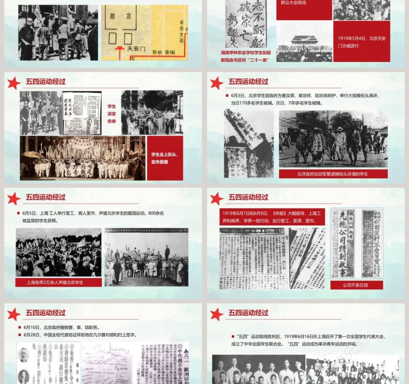 五四青年节纪念五四运动100周年专题党课PPT模板第3张
