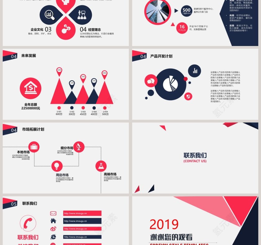 扁平多图表高端大气商务通用企业介绍产品介绍ppt模板第6张