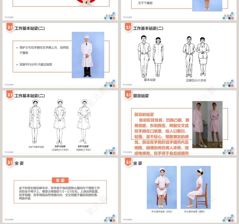 框架完整真实定制护士礼仪培训PPT模板护士护理礼仪PPT 第7张