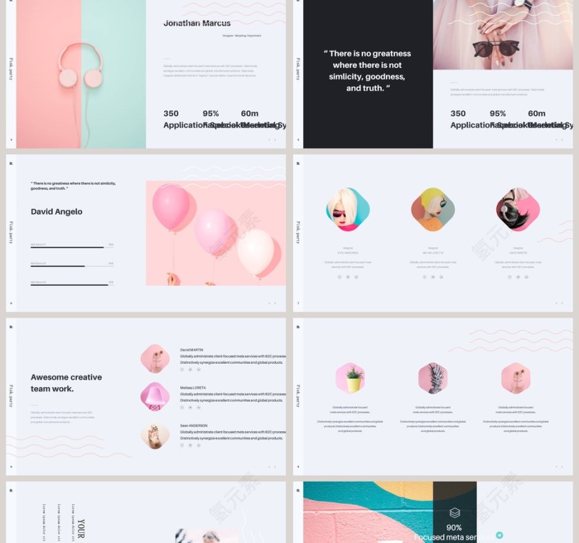 时尚甜美风格甜炸粉色趴PPT模板第2张