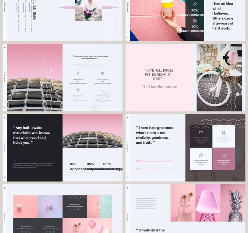 时尚甜美风格甜炸粉色趴PPT模板第3张