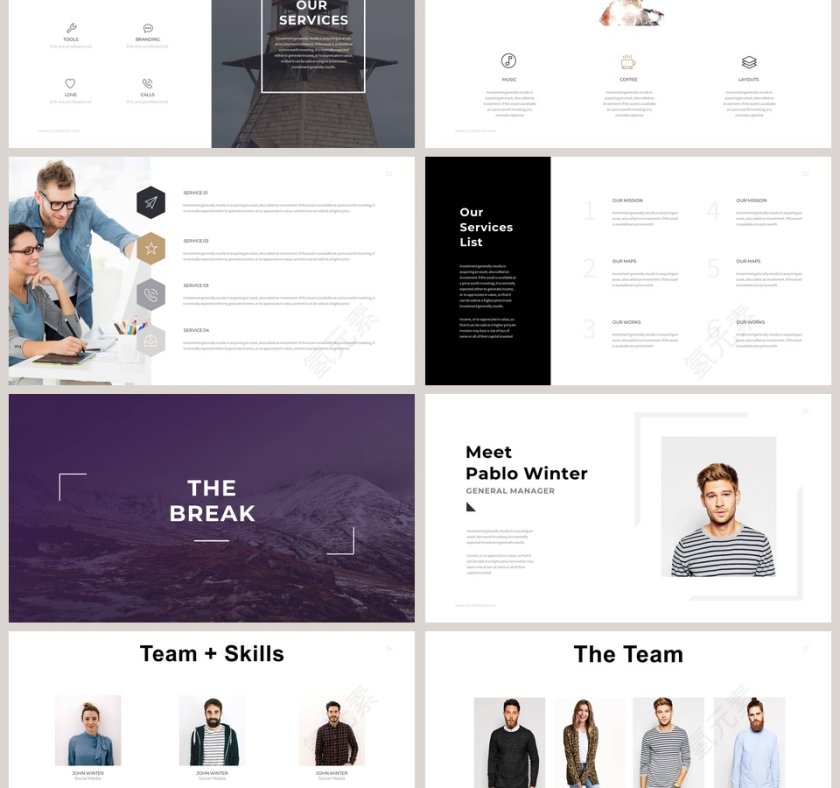 欧美极简PPT杂志风创业书PPT模板第6张