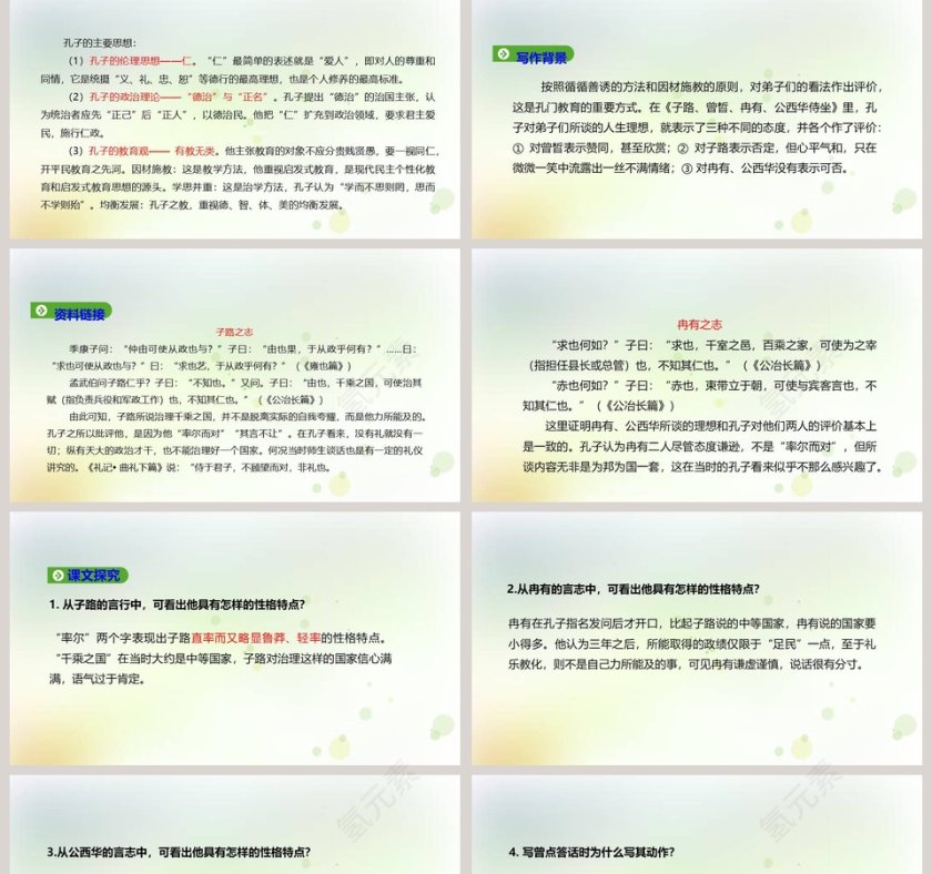 子路曾皙冉有公西华诗坐教学课件PPT模板第2张