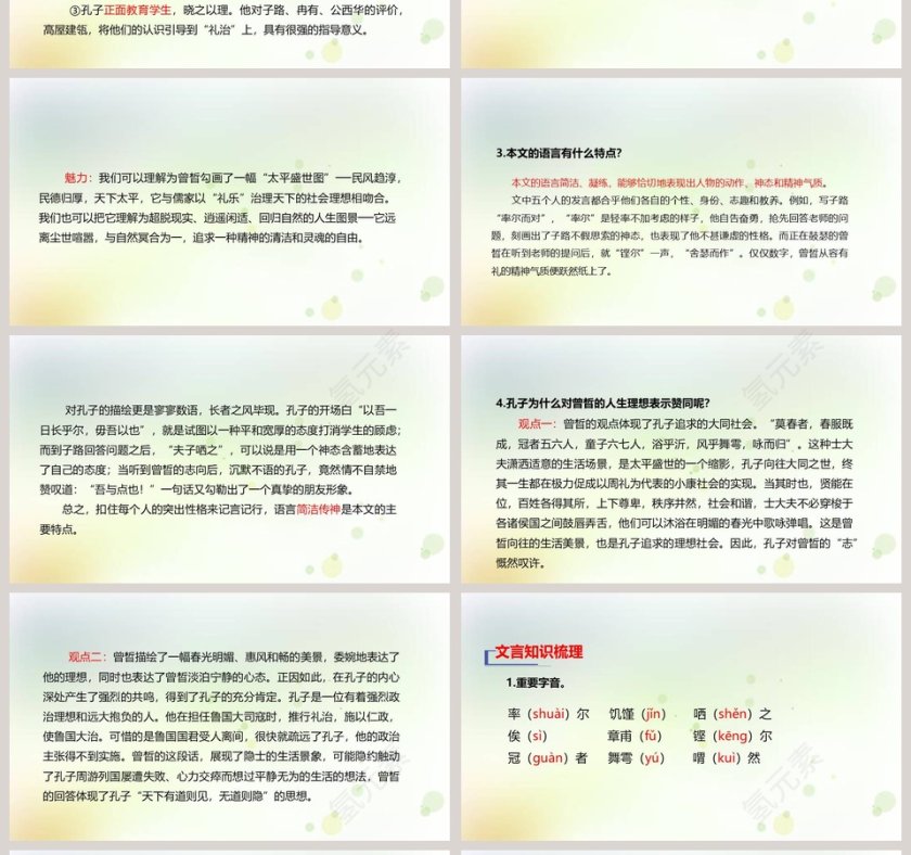 子路曾皙冉有公西华诗坐教学课件PPT模板第4张