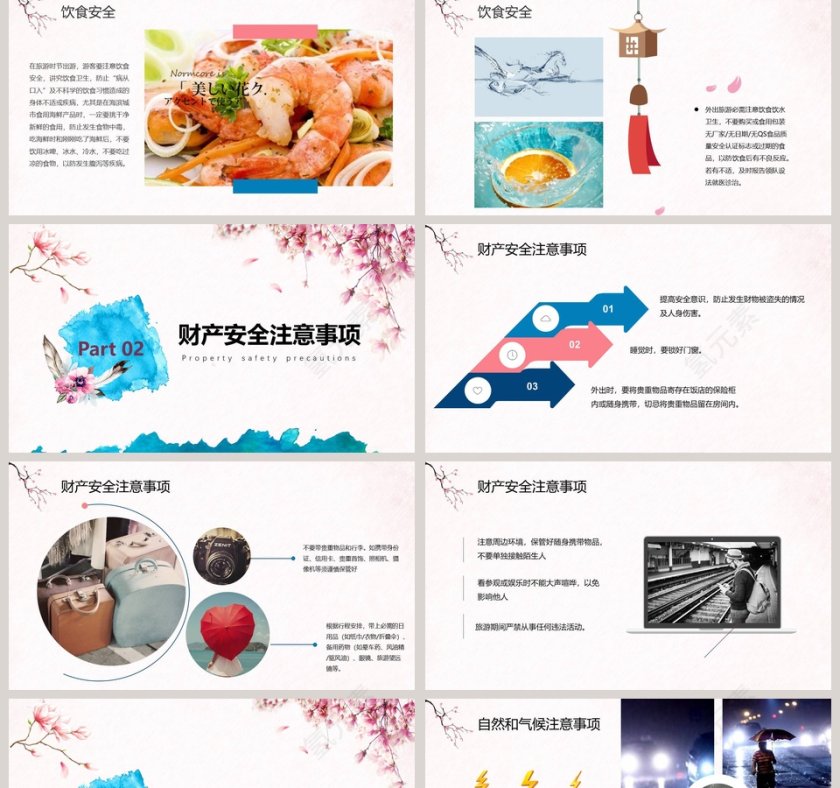 清新简约国庆旅游安全注意事项PPT第2张