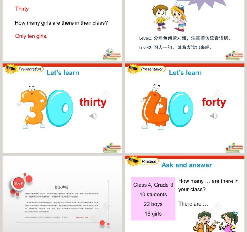 Unit2 There are forty students in our class PPT模板第3张