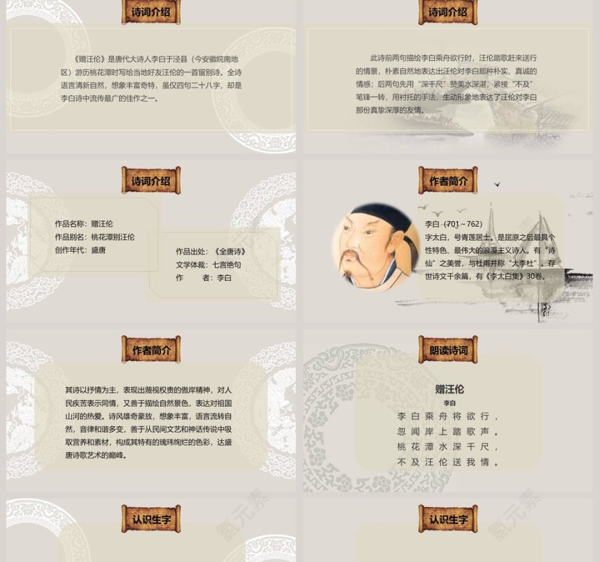 诗词解析赠汪伦语文课件PPT第2张