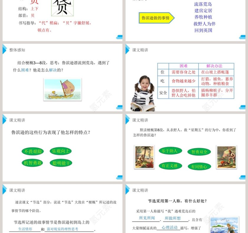 部编版六年级语文下册鲁滨逊漂流记语文课件PPT第3张