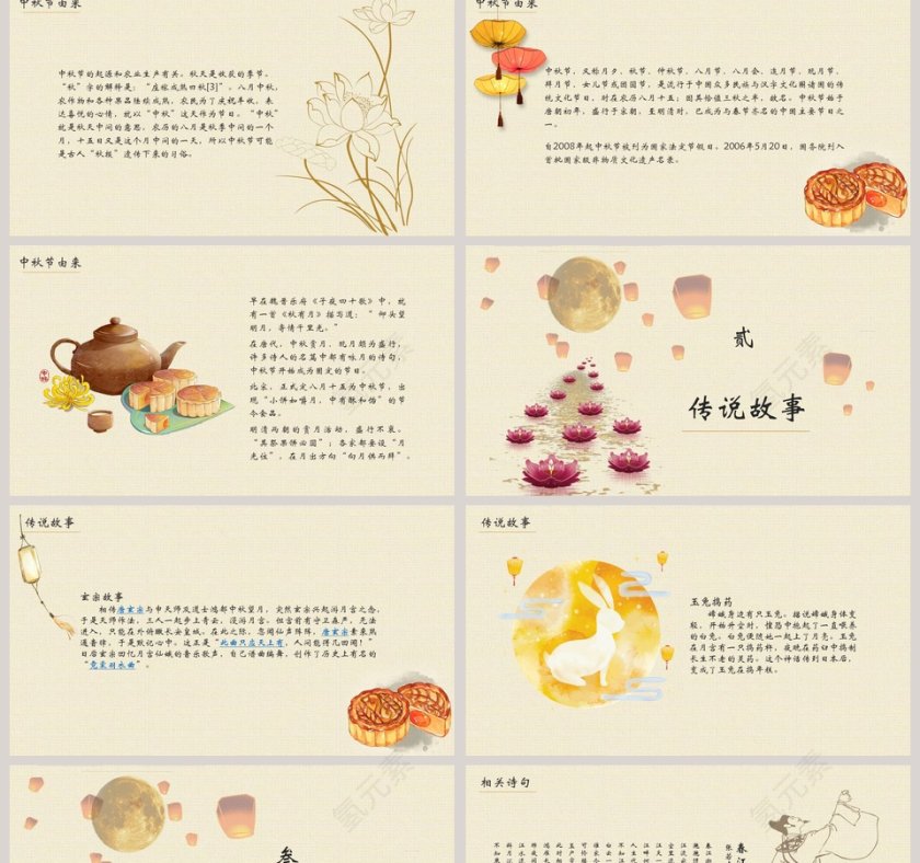 中国风传统节日中秋节人月两团圆主题模板第2张