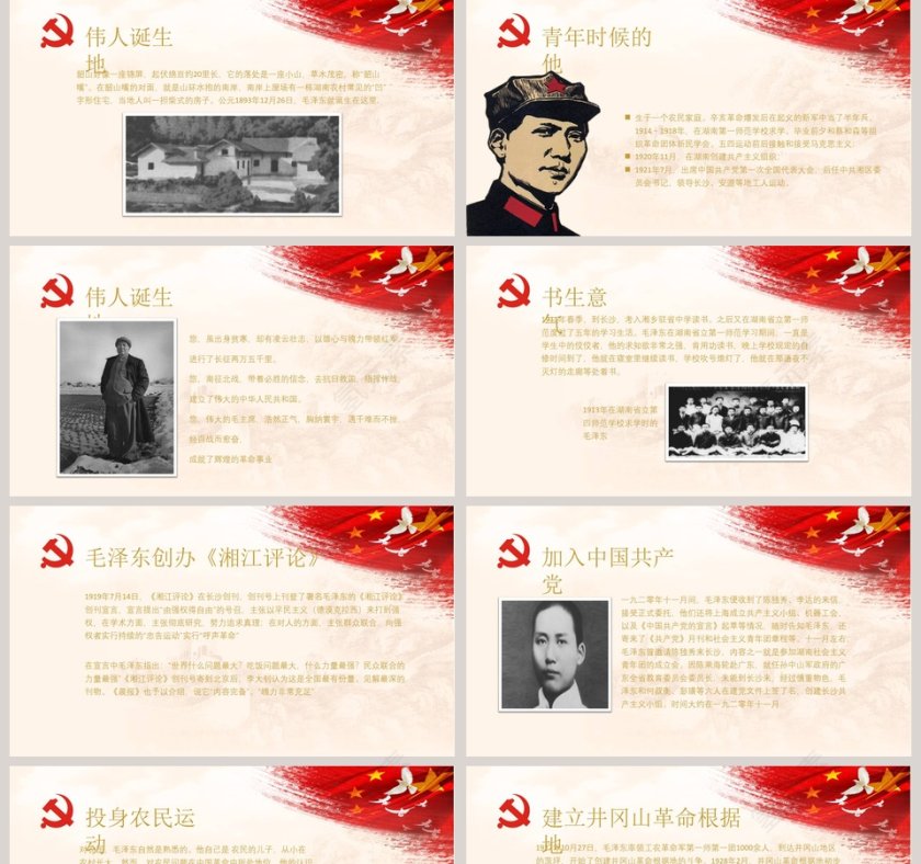 纪念伟大毛泽东同志诞辰125周年PPT模板  第2张