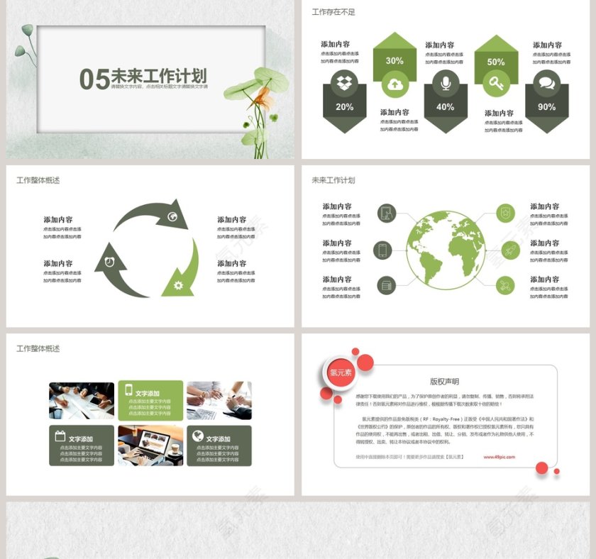 小清新风格年度总结计划年会PPT第5张