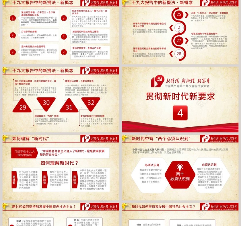 新时代新征程新篇章十九大报告精神学习PPT模板第5张