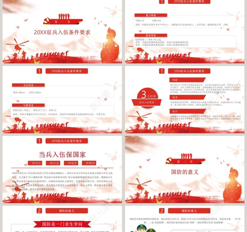 中国风共产党成立98年参军宣传PPT模板第2张