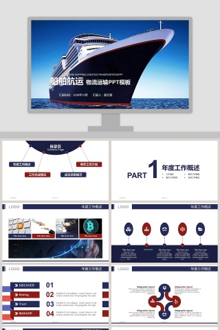 船舶航运物流运输总结汇报PPT模板