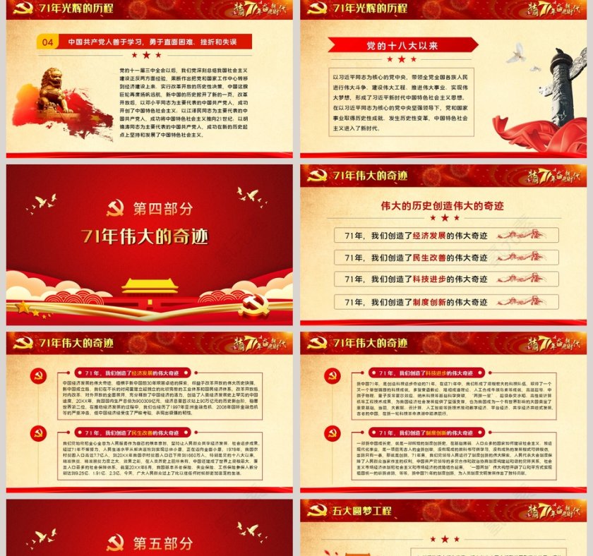 红色大气热烈庆祝新中国成立71周年专题党课PPT模板第5张