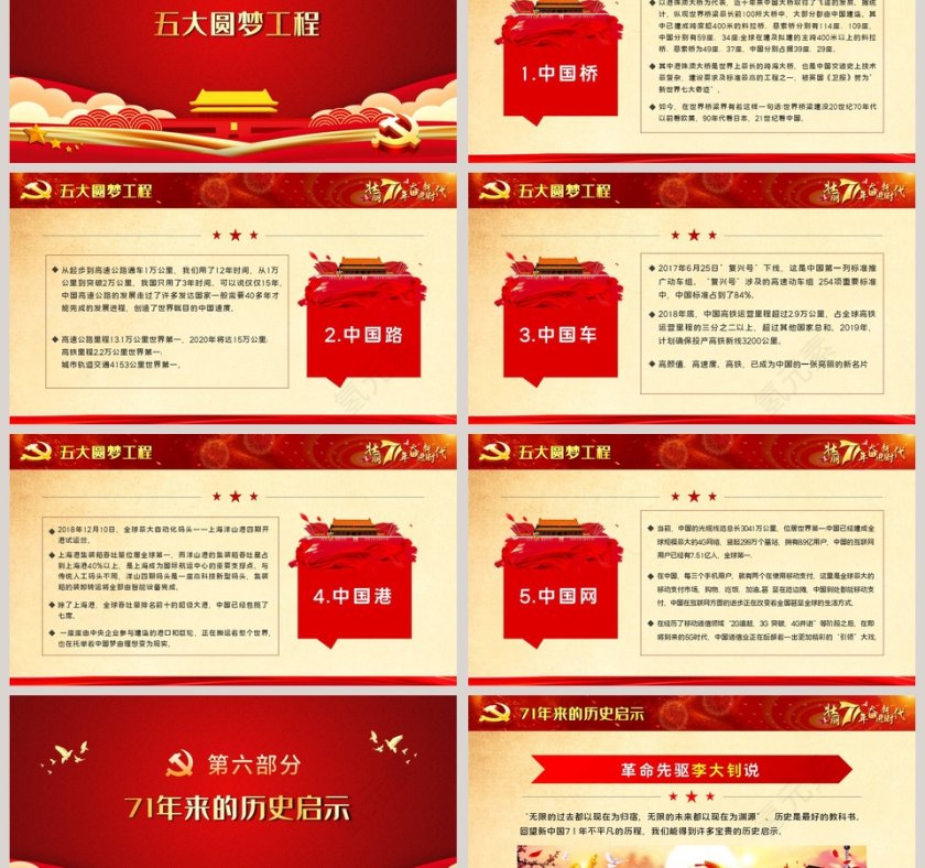 红色大气热烈庆祝新中国成立71周年专题党课PPT模板第6张