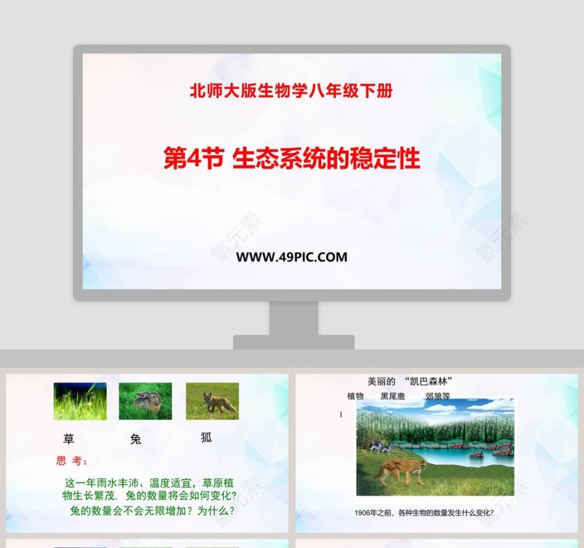 北师大版生物学八年级下册PPT模板大全第1张