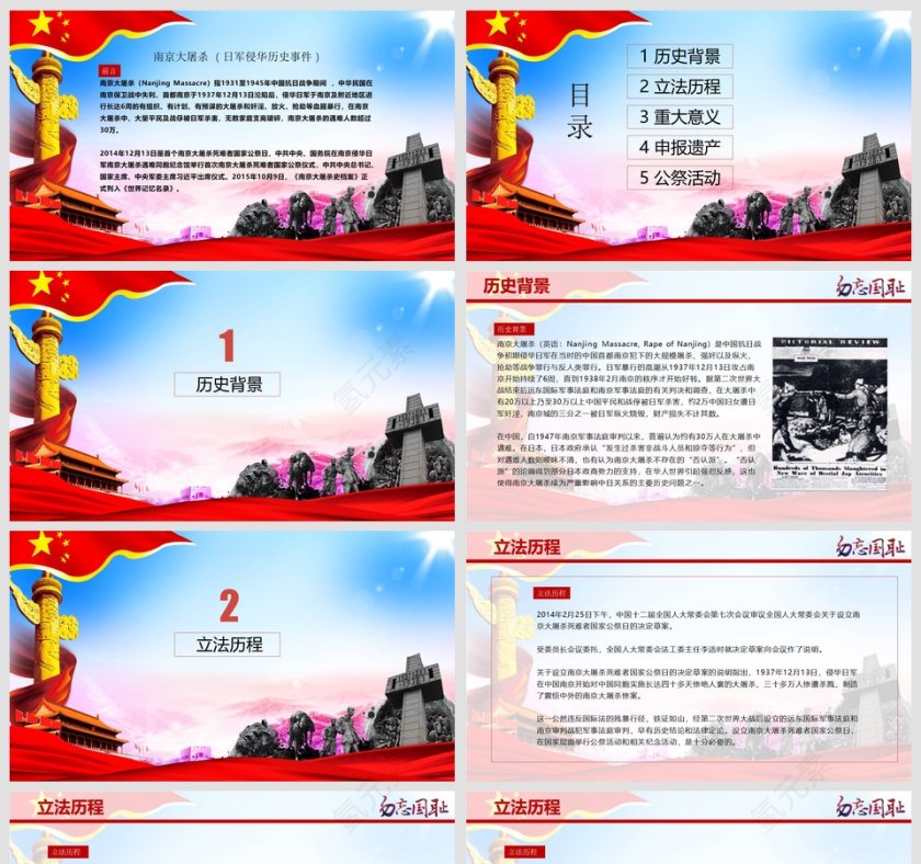 南京大屠杀死难者国家公祭日PPT模板第2张