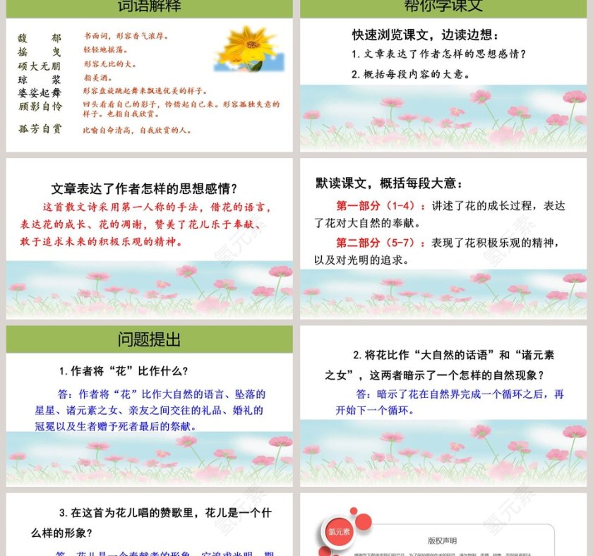 课文解析六年级语文上册花之歌语文课件PPT第2张