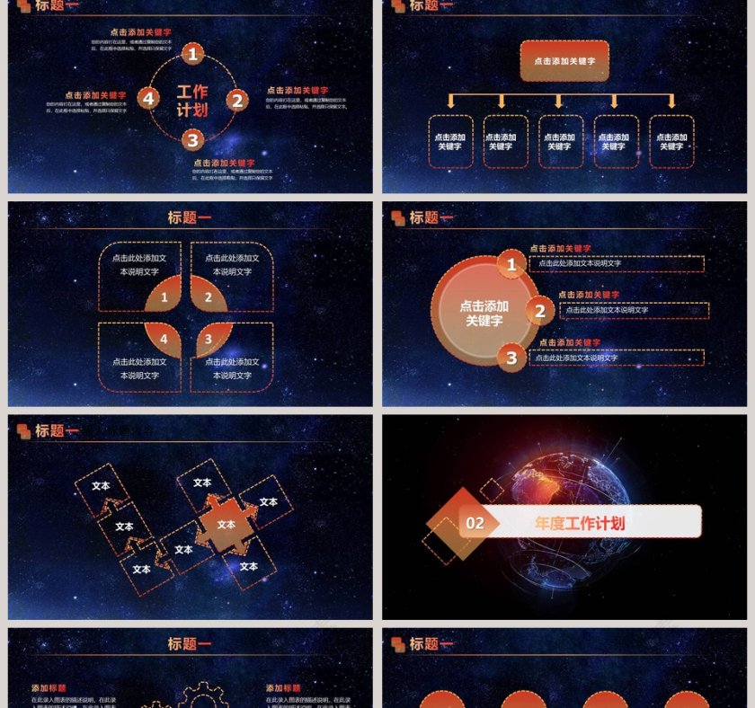 橙色宇宙星空梦幻风格新年计划年终总结第2张
