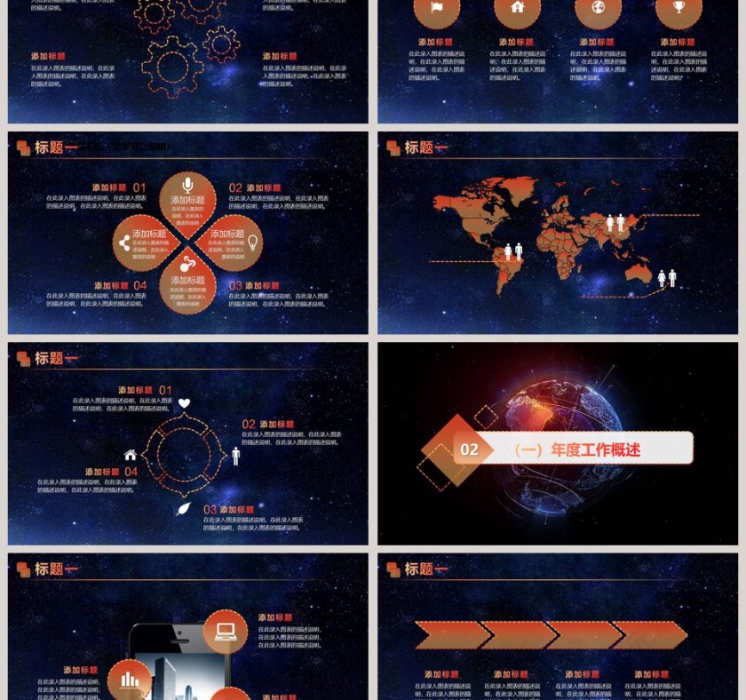 橙色宇宙星空梦幻风格新年计划年终总结第3张