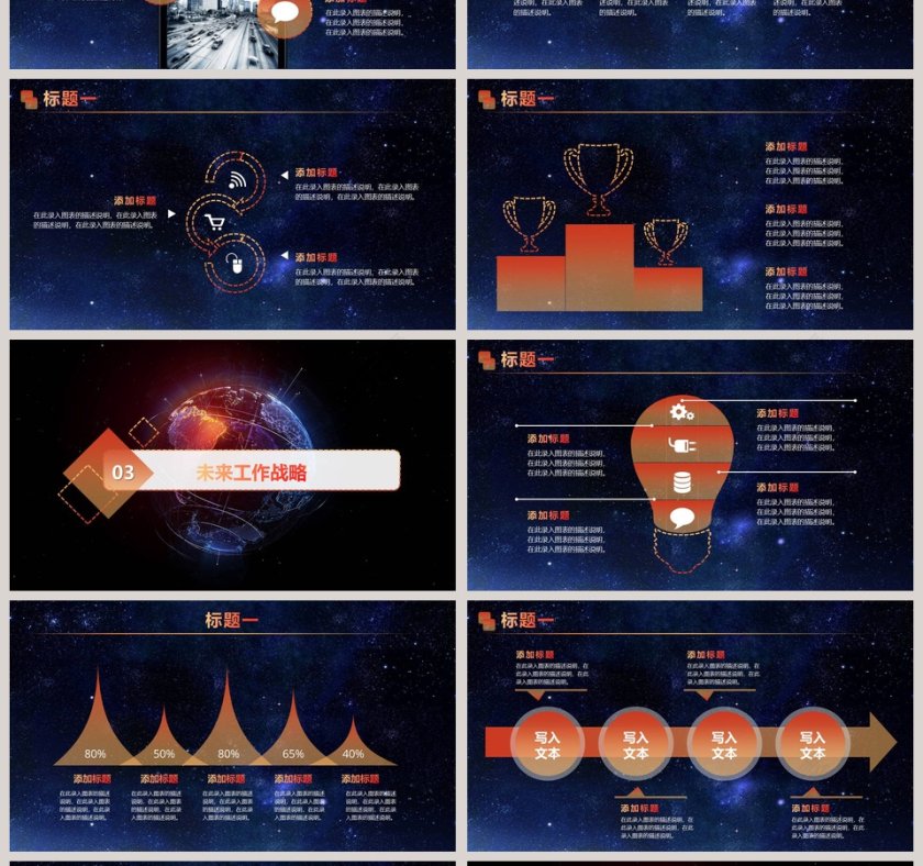 橙色宇宙星空梦幻风格新年计划年终总结第4张