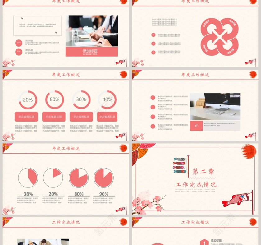 清新和风年度工作总结PPT第2张