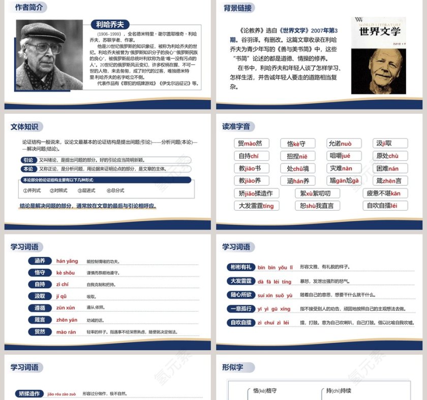 人教版九年级语文上册论教养PPT课件第2张