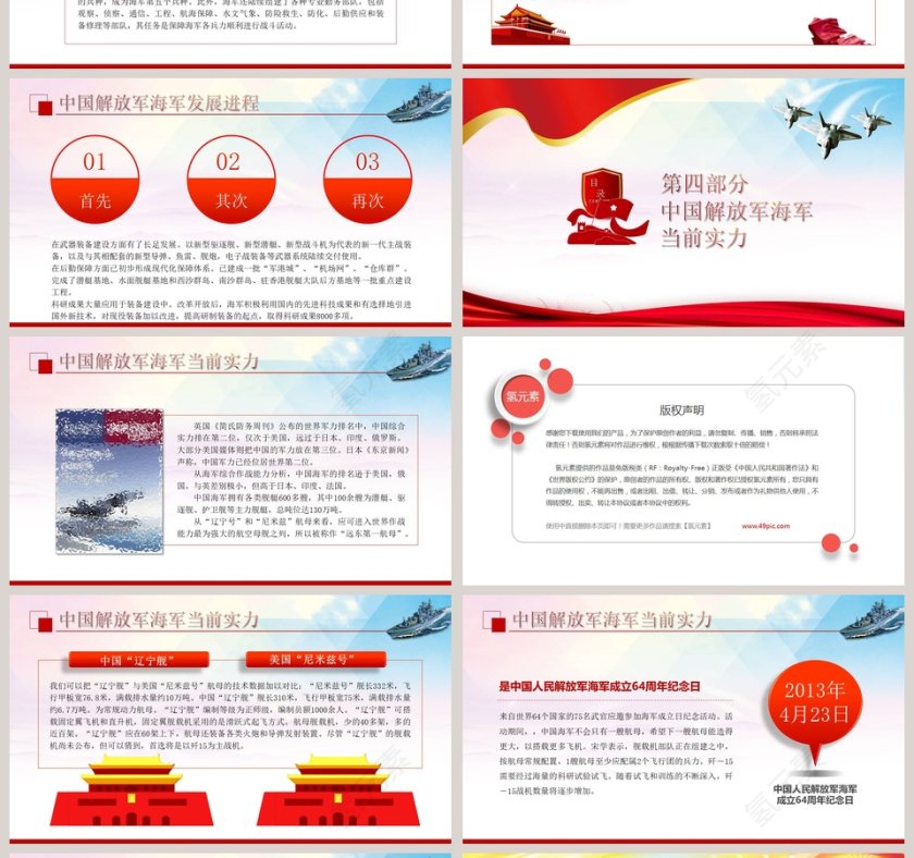  庆祝中国海军成立70周年纪念PPT模板第4张