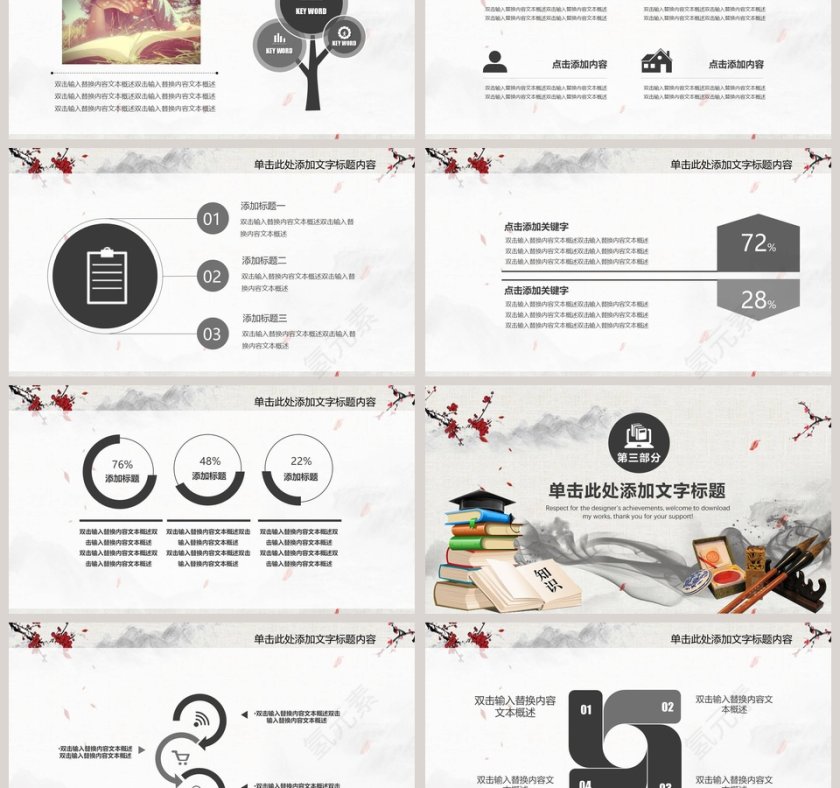 水墨山水风世界读书日分享PPT模板第3张