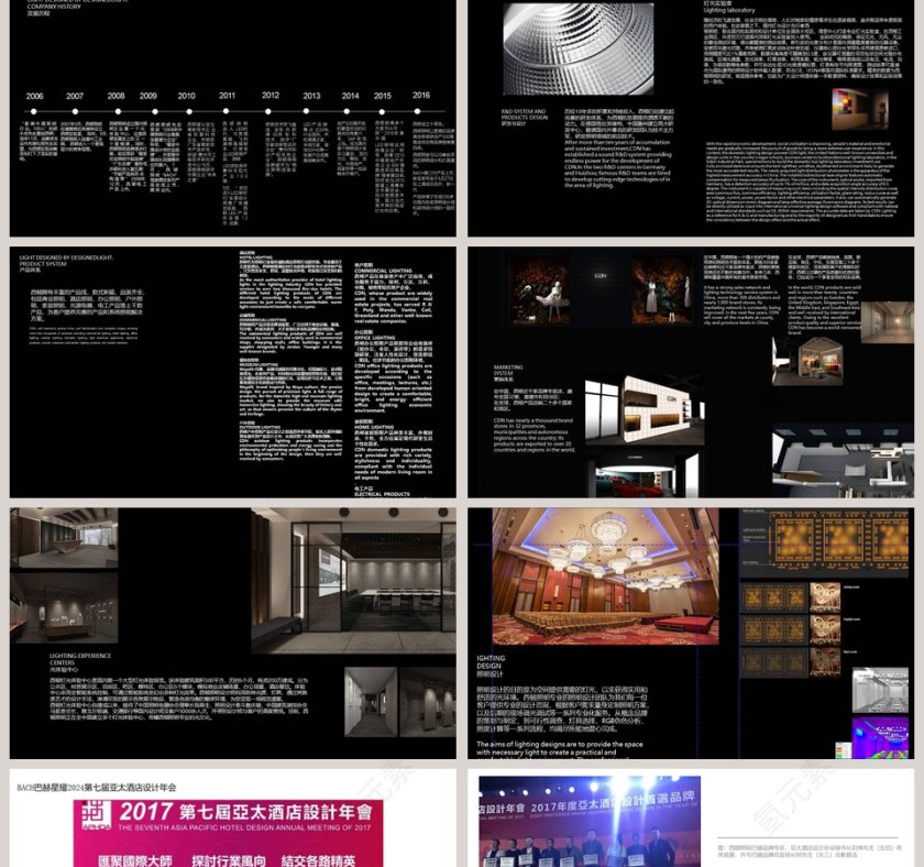 黑白炫酷西顿照明产品介绍PPT模板第2张