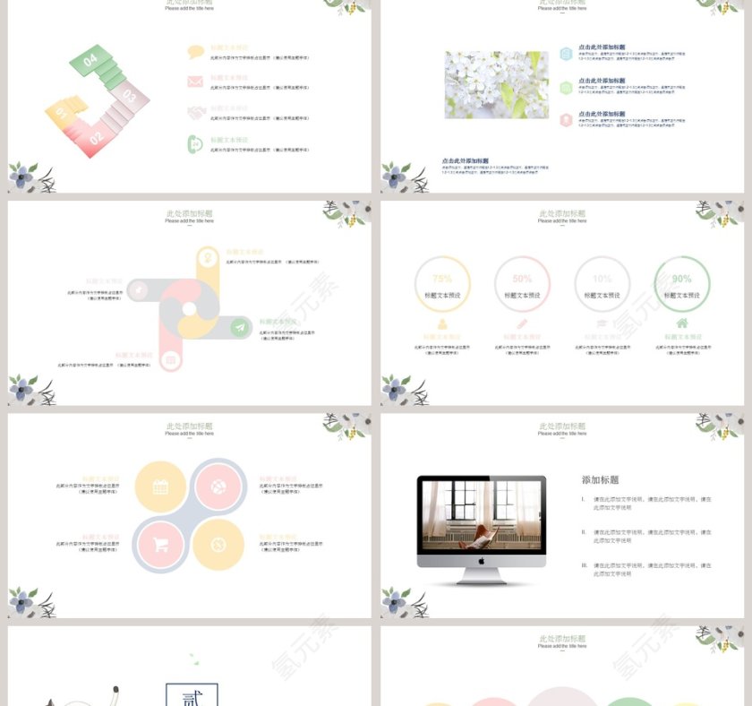 水彩小猫淡雅汇报总结模板ppt第2张