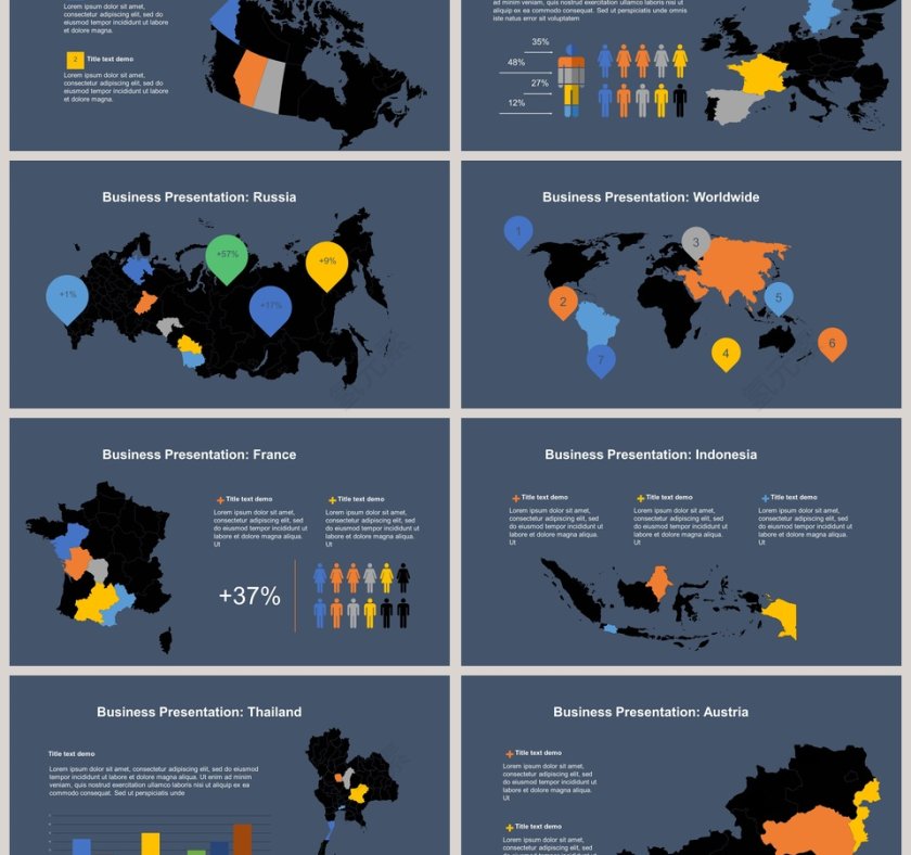 地图数据可视化图表集PPT模板第3张