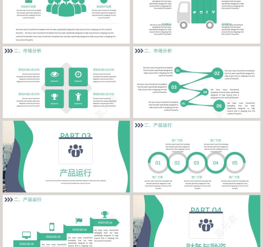 创意波浪设计企业培训PPT模板第3张