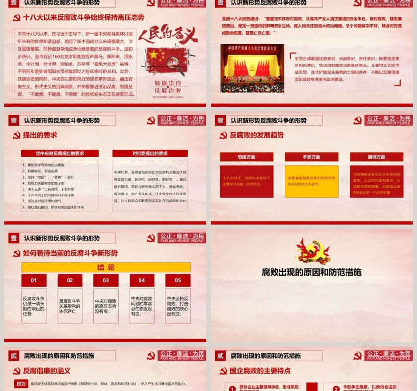 全面从严治党廉政反腐作风建设PPT模板廉政廉洁ppt第2张