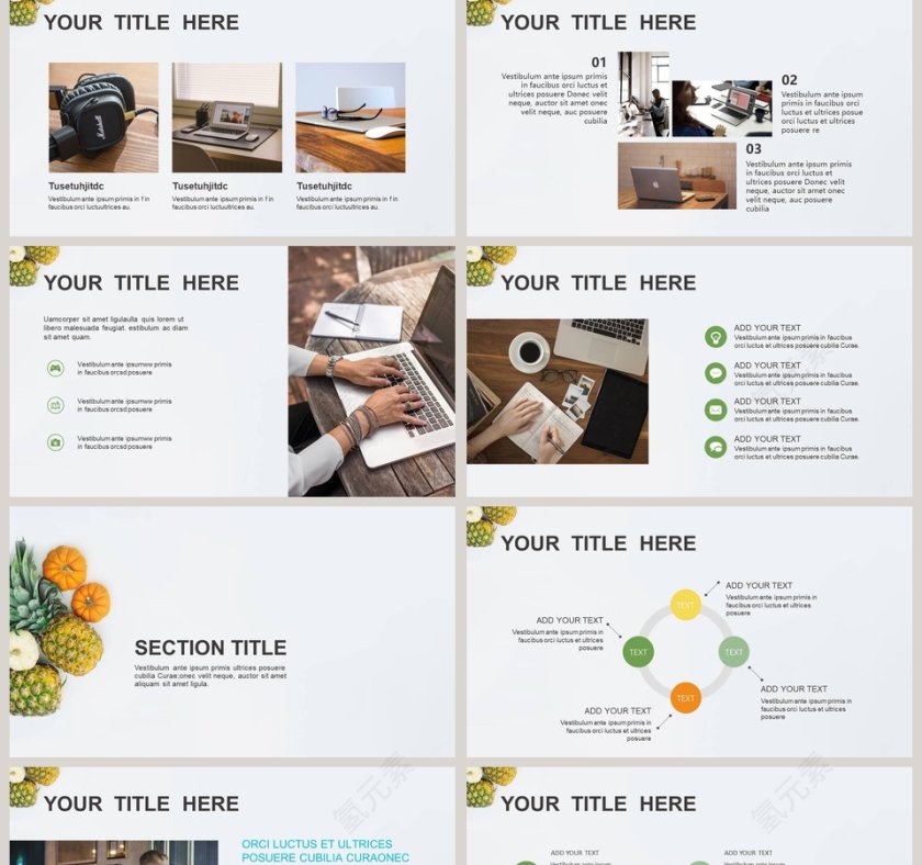 清新文艺水果风格PPT模板    第2张