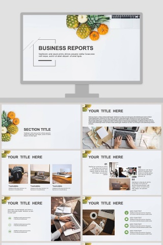 清新文艺水果风格PPT模板    