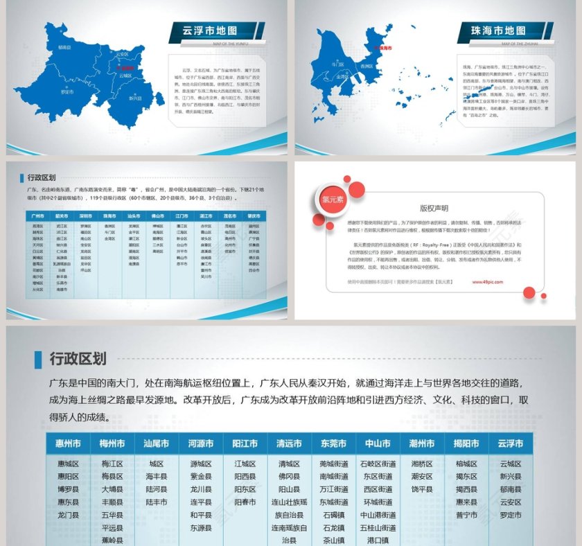 简约清爽广东省地图PPT第5张