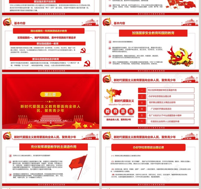 红色大气新时代爱国主义教育PPT模板第4张