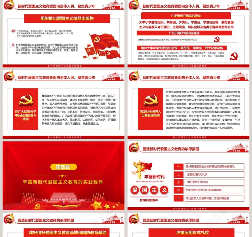红色大气新时代爱国主义教育PPT模板第5张