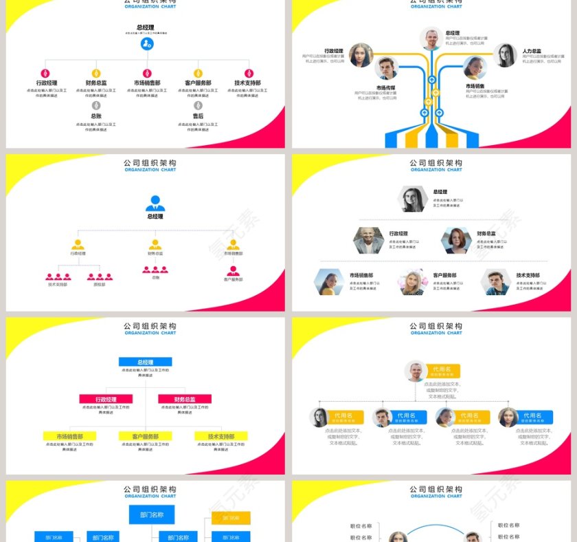 简约清新公司企业组织架构图PPT模板第2张