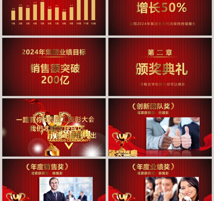 暗红背景年会庆典颁奖典礼ppt第3张