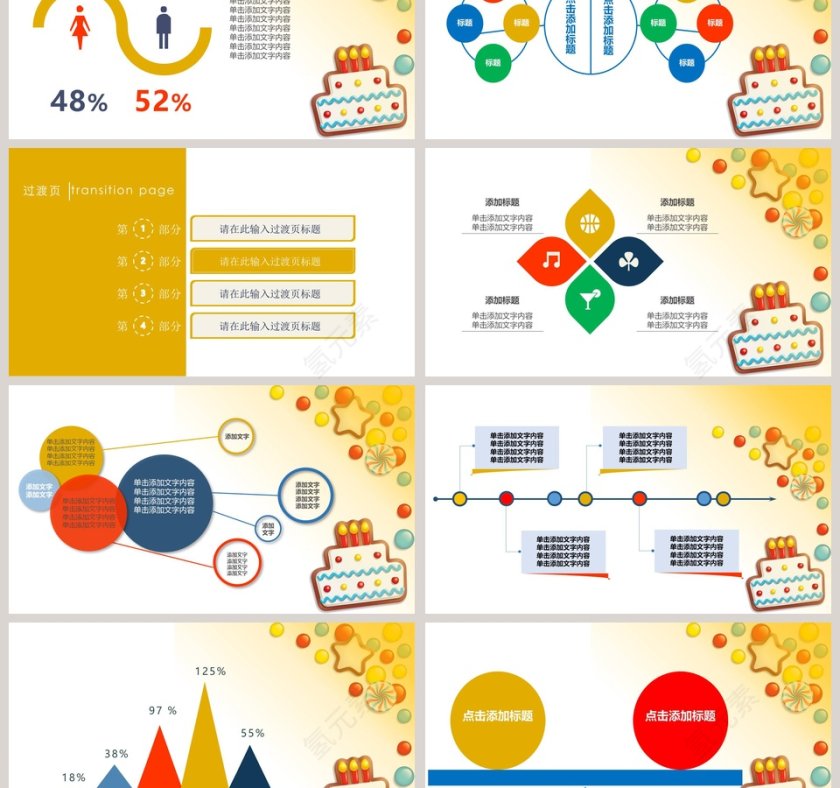简约清新生日快乐电子相册PPT模板第3张
