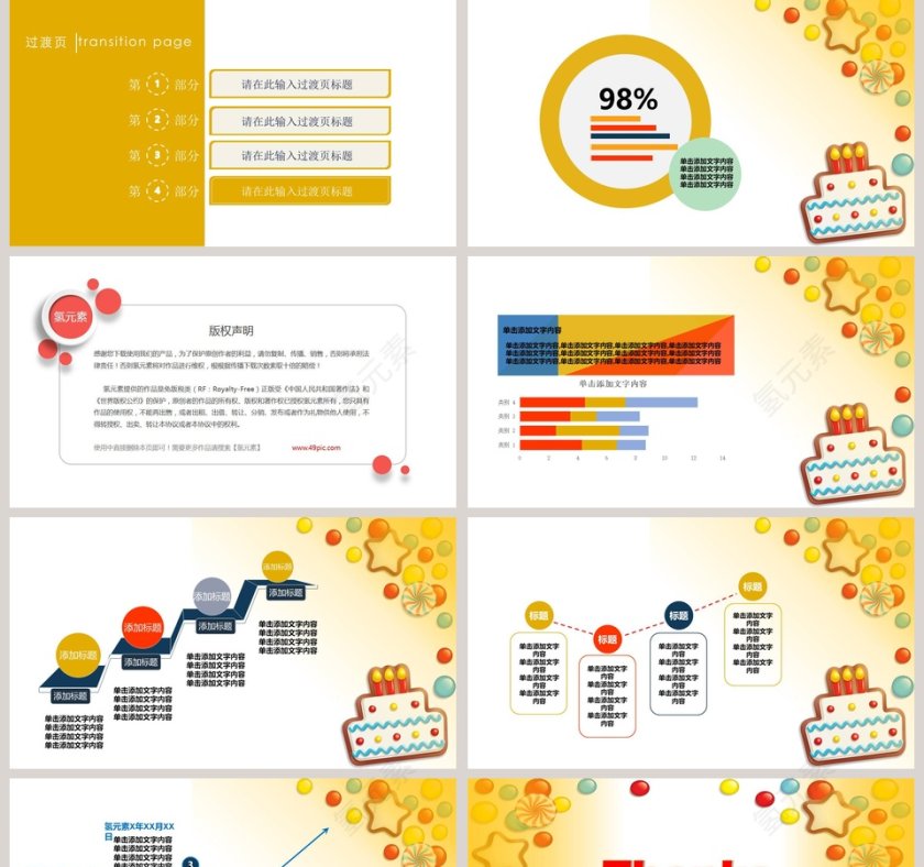 简约清新生日快乐电子相册PPT模板第5张