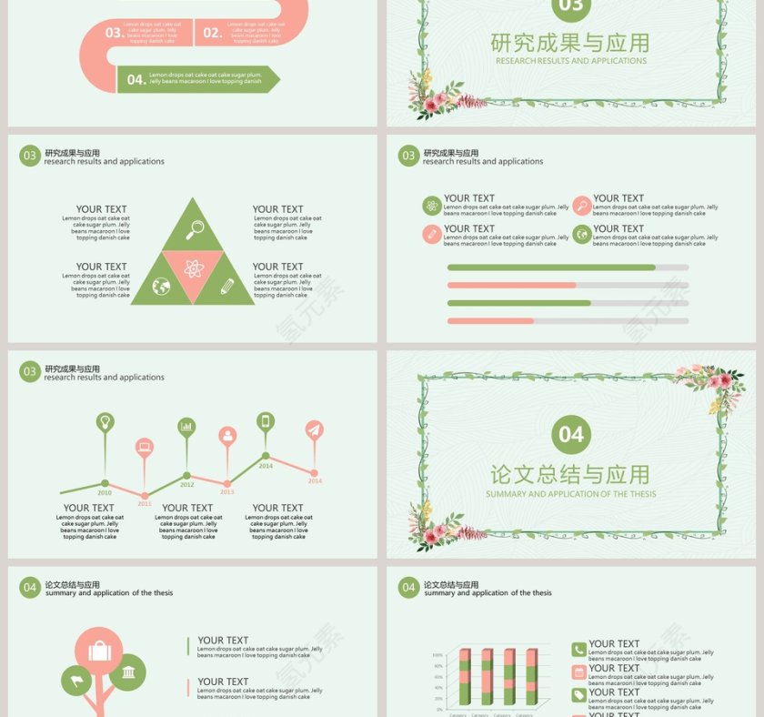 小清新日系大学生论文答辩模板第3张