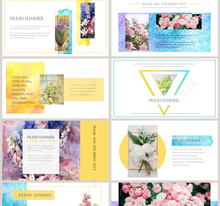 清新水彩风PPT模板第2张