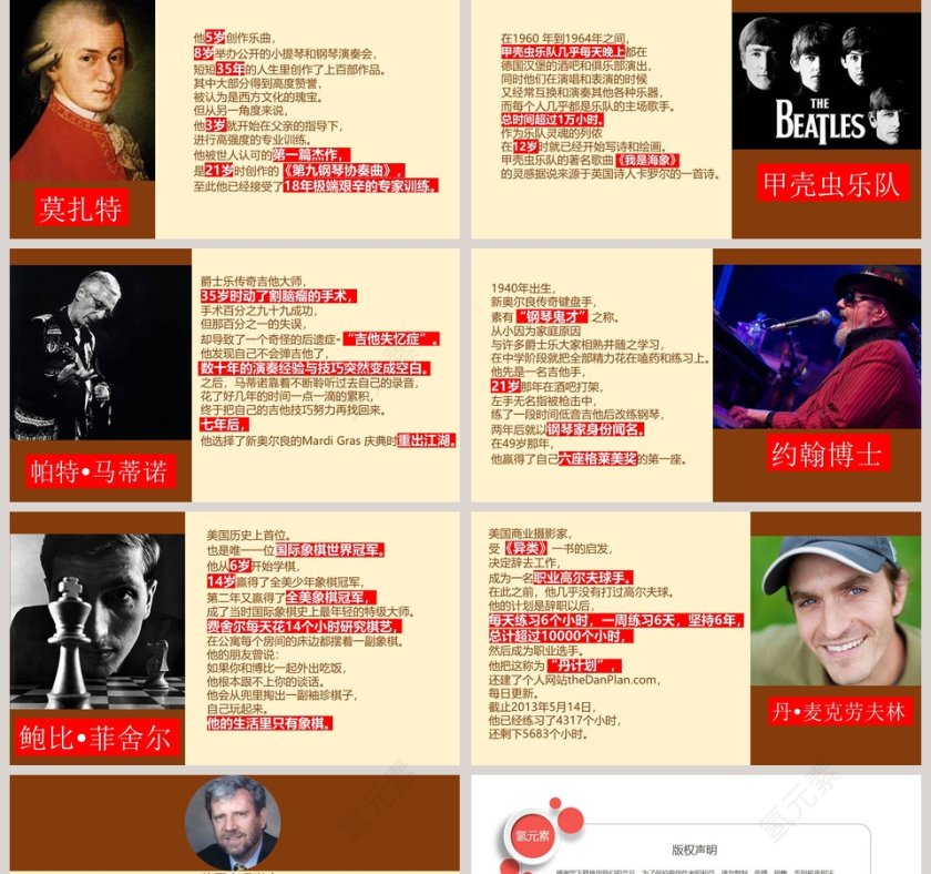 一万小时天才理论励志PPT模板第2张