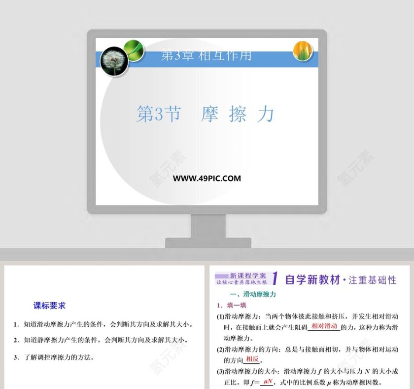 第3节 摩擦力在公司简介PPT模板中的应用第1张