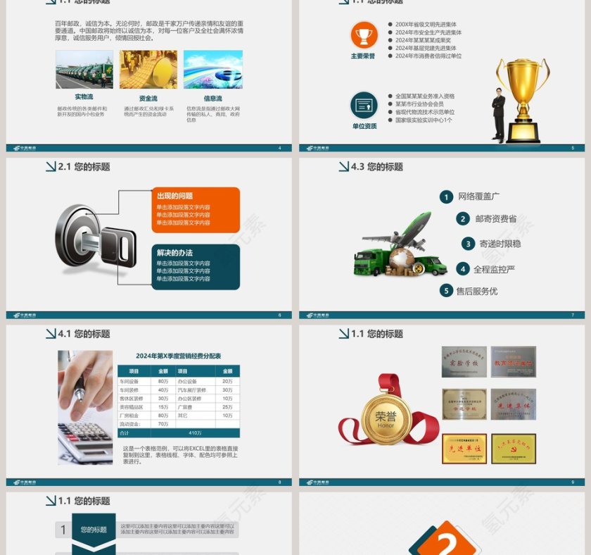 中国邮政通用PPT第2张