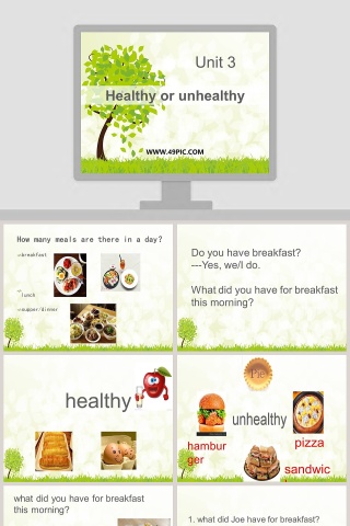 Unit 3Healthy or unhealthy PPT模板：了解健康与不健康的医学护理